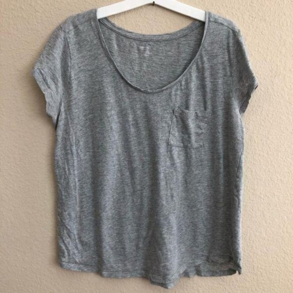 Gap Shirt Grey Scoop Neck Short Sleeve T-Shirt Top